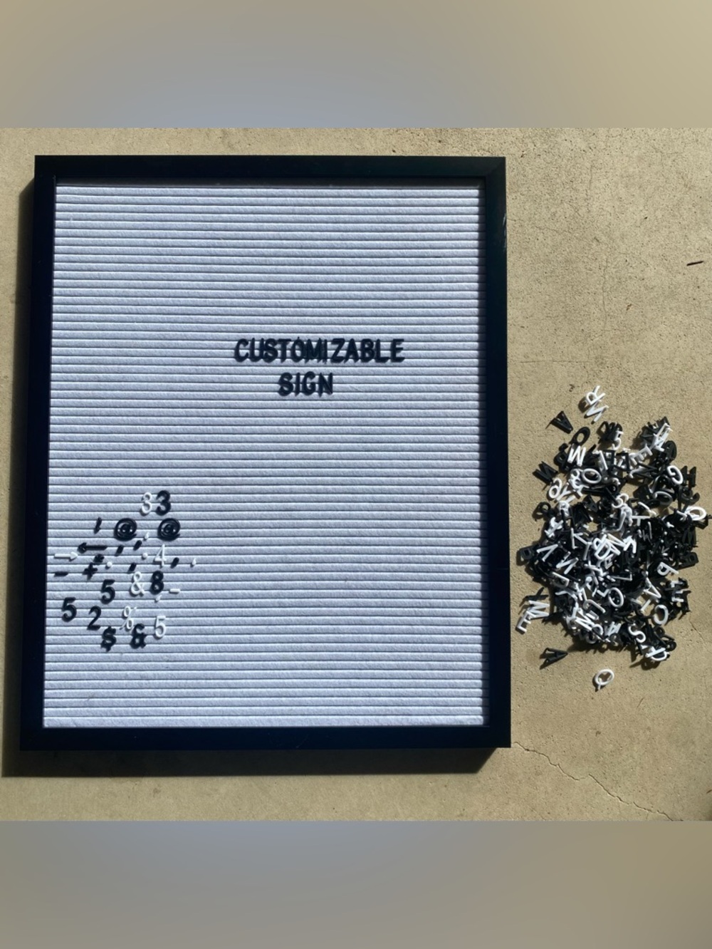 Large Customizable Felt Letter Board - Black Frame with White Felt